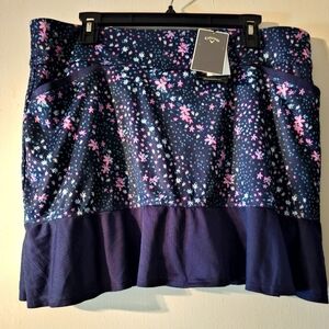 Blue and Pink Bubble Flower Midi Skirt with Ruffled Tiers